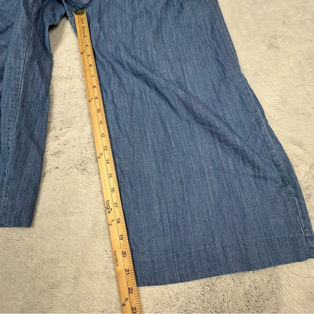 J. Crew Women Wide-Leg‎ Cropped Chambray Pants Pull On Coastal BeachyNautical 6P - Picture 5 of 11